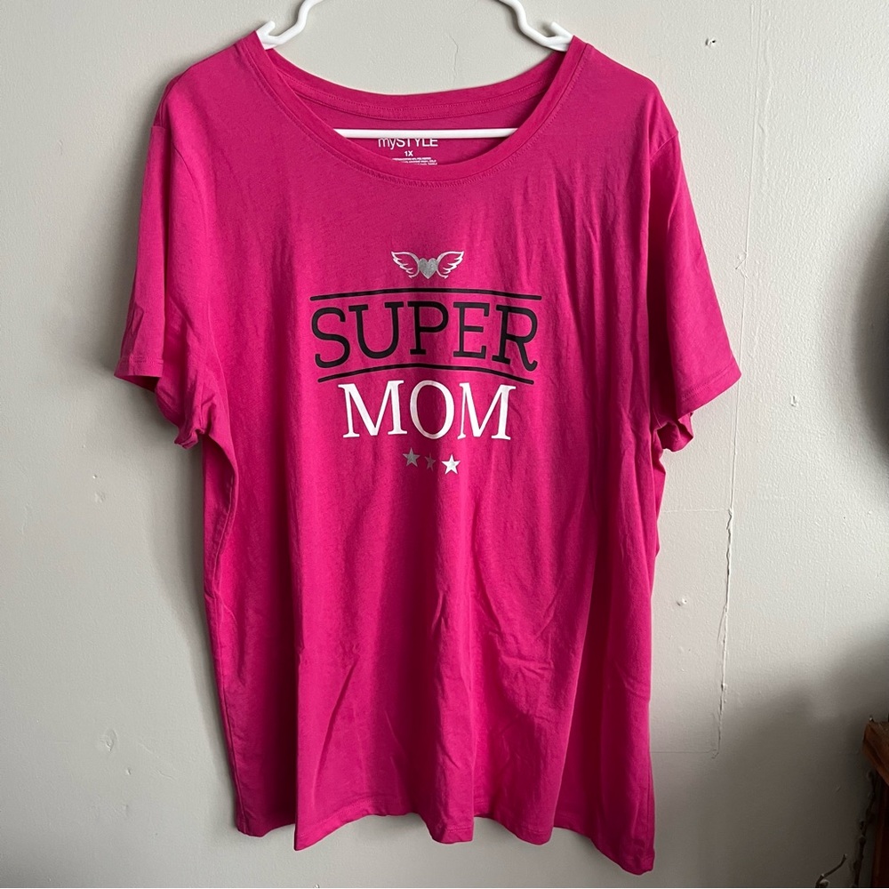 3/$40 Super Mom t-Shirt 1x by My Style Dark Pink short sleeve tee